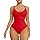 FeelinGirl Shapewear for Women Tummy Control Bodysuit Seamless Sculpting Snatched Waist Body Suit Shaper Thong Red M-L