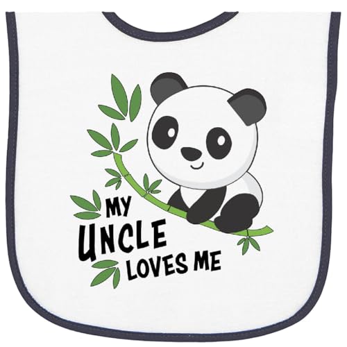 inktastic My Uncle Loves Me- Cute Panda Baby Terry Cloth Bib