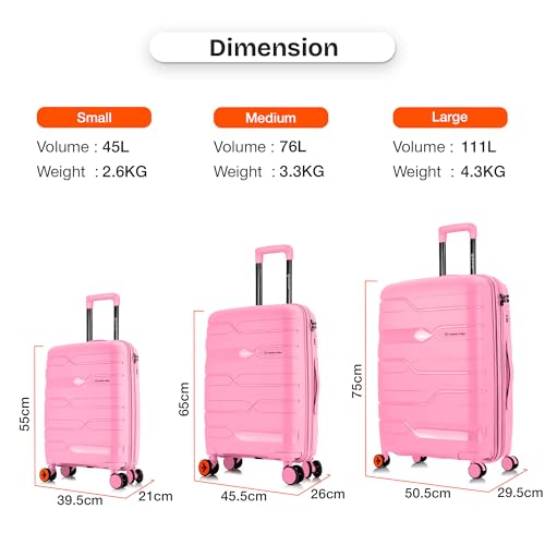 Image of Nasher Miles Paris Hard-Sided Polypropylene Check-in Luggage 28 inch | 75cm | 8 Wheels Large Trolley Bag for Travel | Suitcase (Pink)