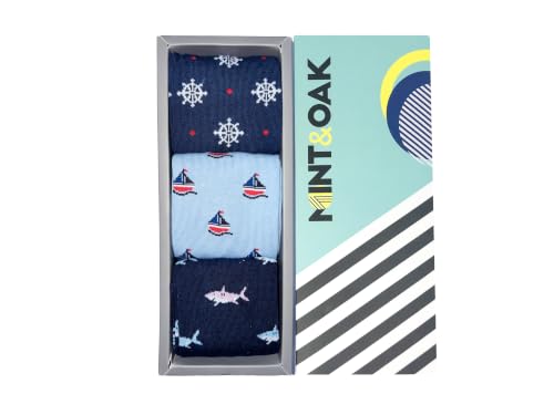 Image of Mint & Oak Long Socks For Men, Soft Cotton Calf Length Socks, Colorful Sock Gift For Men, Full Length & Odour Free, Funky Socks - Gift Box of 3