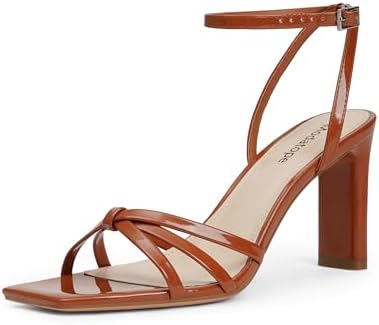 Modatope Womens Sandals Square Open Toe Chunky High Heels Strappy Ankle Strap Sandals Comfort Dress Party Shoes