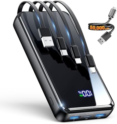 Portable Charger,50000mAh Power Bank Built-in Cable, 22.5W PD USB...