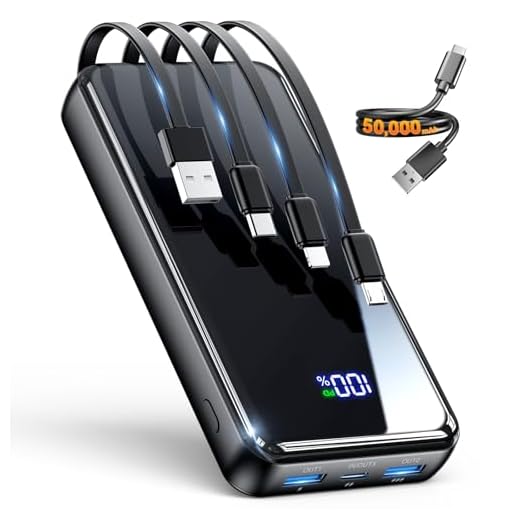 50000mAh Portable Charger with Built-in Cables