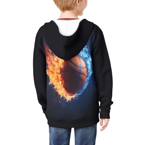 Boys Girls Pullover Hooded Sweatshirt Casual Zip up Long Sleeves Loose Coat with Pockets Size S-XL4