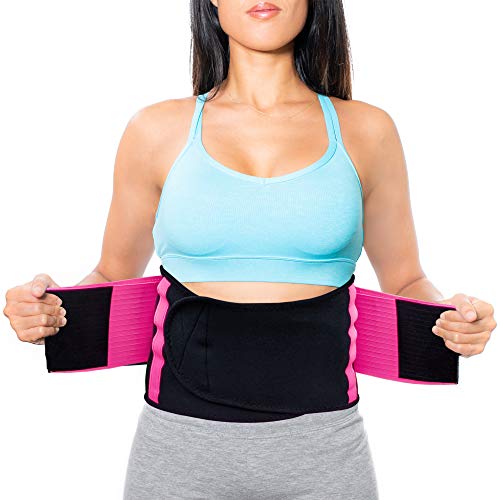 Neohealth Lower Back Brace | Lumbar Support | Wrap For Recovery, Workout, Herniated Disc Pain Relief | Waist Trimmer Weight Loss Ab Belt | Exercise Adjustable | Breathable | Women & Men | Pink #TOP1