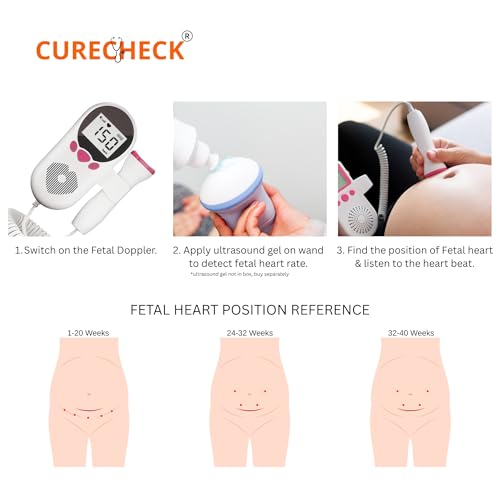 Image of Portable Fetal Doppler Baby Heart Monitor for Pregnancy with Inbuilt Speaker, Large Display Size | for Home & Clinic