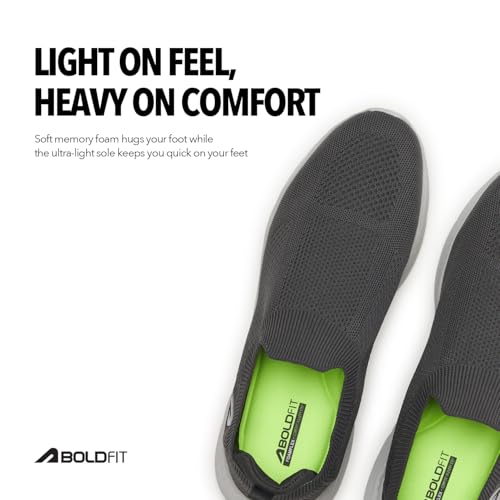 Image of Boldfit Casual Shoes for Men Breathable Knit Slip-On Sneakers with Memory Foam Insole & EVA Sole Lightweight Walking Shoes with Sock-Like Fit & Padded Heel for All-Day Comfort