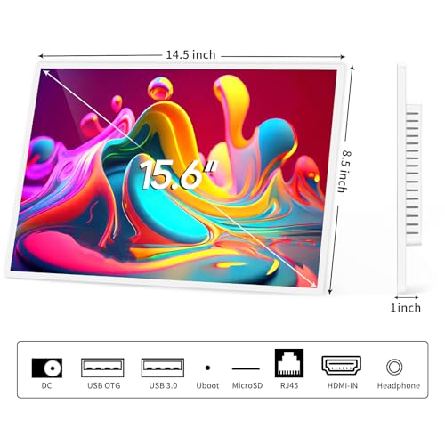 Image of 15.6 inch Digital Signage Display 10000 mAh Capacitive Touch Screen Advertising Display with Wireless Screen Mirroring, All in One LCD Screen HDMI-in with Android 13(2+32GB)