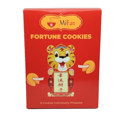 MiFan Fortuna Box - Galletas de la Fortuna Chinas, Mensajes Proféticos, Deseos en Español, Paquetes Variados, Sabor Vainilla (12 Piezas)
