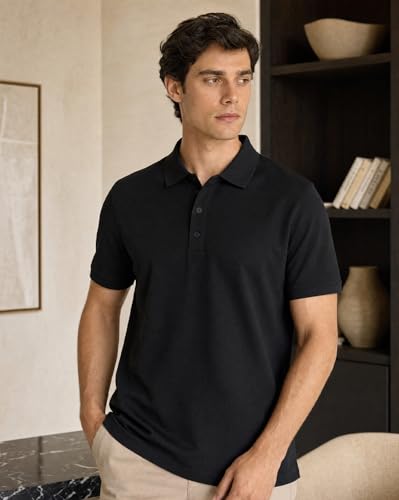 Image of NOBERO Men's Cotton Solid Regular Fit Polo Shirt