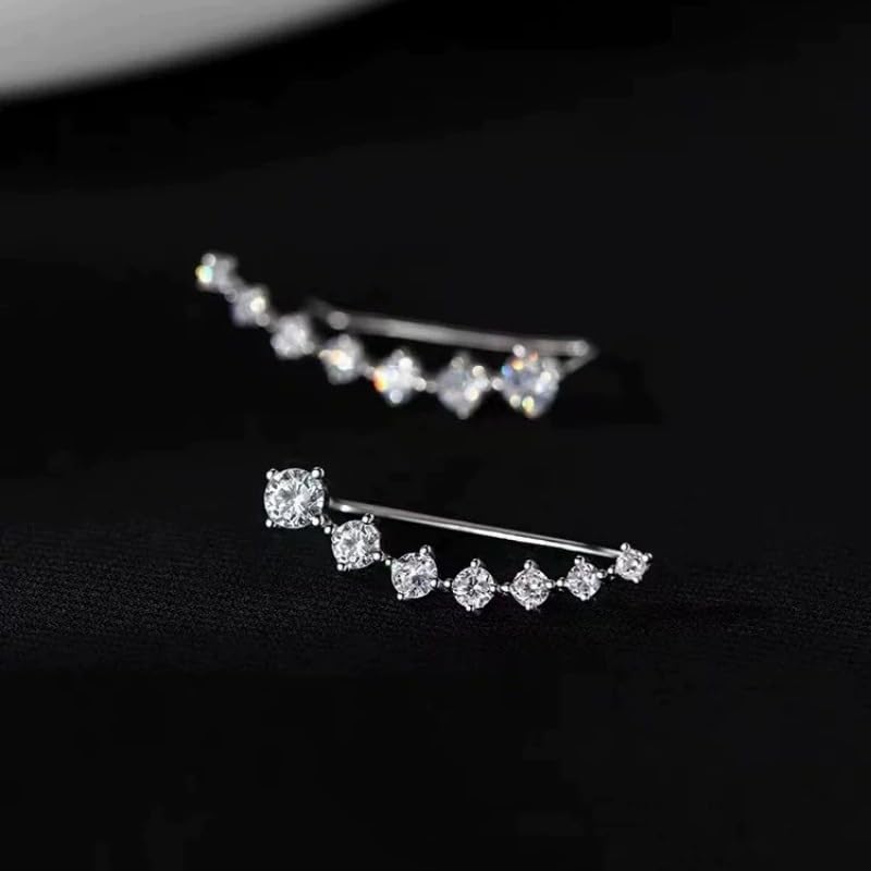 1 Pairs Silver Glistening CrystalEarrings, Adorned with Sparkling Stones, Hypoallergenic and Secure, Trendy Alloy French Style, Hoop Earrings With Elegant Minimalistic Design