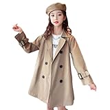 Godlovefull トレンチコート 子供 チェスターコート キッズ スプリングコート 女の子 ミドル丈 春 秋 アウター ガールズ ジュニア 可愛い カジュアル フォーマル ベージュ 110-160CM (カーキ,120cm)
