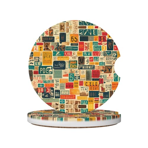 Sottobicchieri in ceramica per auto, 2 pezzi, resistenti ed eleganti, impermeabili, antiscivolo, perfetti accessori per auto, targa con stampa