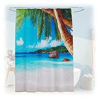 Relaxdays Duschvorhang Tropical, Bad Vorhang 180x200, Anti-Schimmel, waschbar, 12 Ringe, Badewannenvorhang, Mehrfarbig