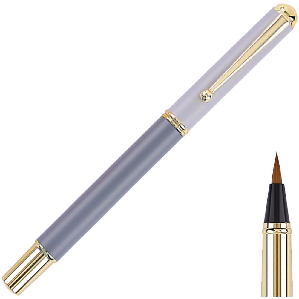 Fituenly Portable Metal Chinese Brush Beginners Calligraphy Pen Piston-filled for Small Regular Script Writing Set Chinese Set for Beginners