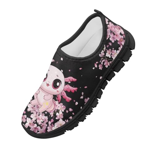 Girls Tennis Shoes Kids Cartoon Slip On Walking Sneakers Breathable No Laces Mesh Shoe for Beginners Size 11-15 Black Sole