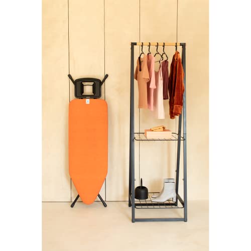 Image of Brabantia Size C Ironing Board (49x18 in) 7 Height Options, Solid Steam Iron Rest Holder (Happy Glow Orange /Black) Non-Slip Feet, Anti-Collapse Child Locks