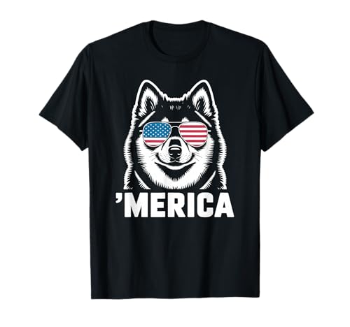 Patriotic USA American Flag 4th of July Finnish Spitz T-Shirt