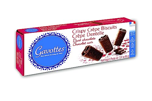 Gavottes French Dark-Chocolate-Covered Mini Crispy Crepes 2 Pack | Ready to eat Crispy Crepes | Crispy Crepes From France | Mini Chocolate Covered Crispy Crepes (2 Packs of 18 | 2 x 3.17oz/90g)