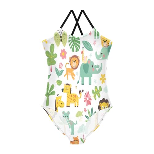 Girl's One Piece Swimsuit Cute Jungle Animals Beach Bathing Swimwear