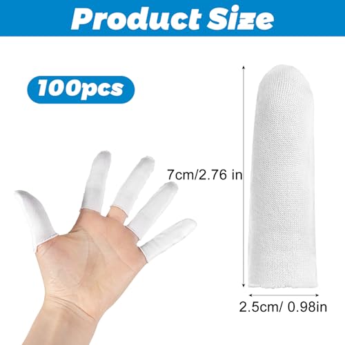 100 peças de algodão para os dedos, mangas elásticas para os dedos, capas de dedo confortáveis e res