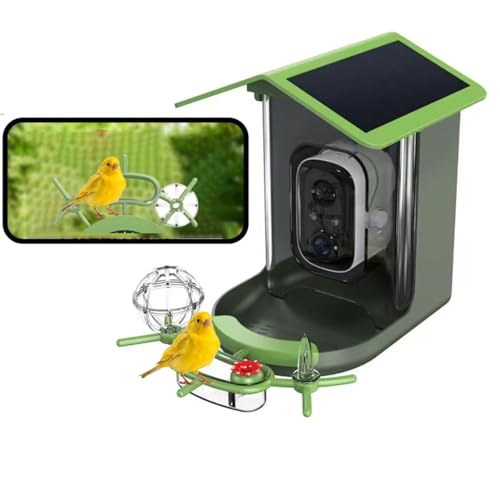 Smart Bird Feeder with Camera – AI Bird Recognition, 130° Wide Angle, Solar & USB Powered, IP65 Waterproof, Motion Detection, Night Vision, Two-Way Audio, Cloud Storage –Watching Gift for Nature Lover