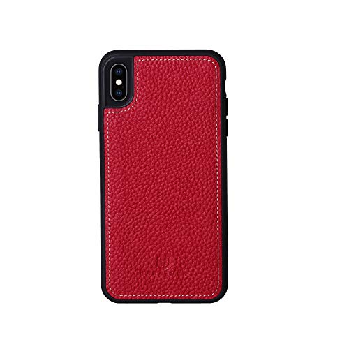 iPhone XS/iPhone X 本革ケース シュリンクカーフレザー 耐衝撃 ハンドメイド ギフト おしゃれ シンプル 大人可愛い メンズ レディース スマホケース 赤 スカーレット レッド SPG-XS-Red