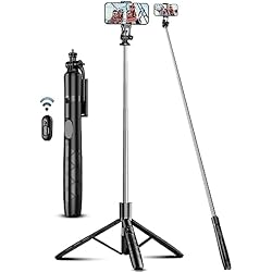 Tripode Alto Para Celular 180cm Trípode para Movil, Palo Selfie Tripode con Control Remoto Desmontable para Teléfono Móvil, Soporte de Trípode de Teléfono Compatible con iPhone/Samsung/GoPro/Cámara