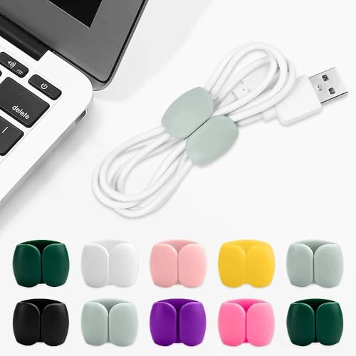 10Pcs Reusable Silicone Cord Organizer,Headphone Earphone Cable Organizer Cord for Business Travel