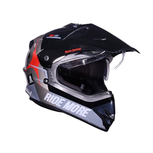 Image of Royal Enfield Throttle DS Kinetic | Certification: ISI and DOT | Shock Absorption: High Density EPS liner | High Impact ABS Outer Shell | Micrometric Lock | BLACK L