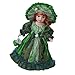 Bambola Vittoriana in Ceramica da 30 Cm con Costume Lungo per Decorazioni per La Casa Dr. Princ - Verde
