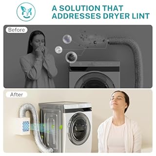 Indoor Dryer Vent Kit, HG Power Metal Dryer Vent Box, Safety Vent Flap, Dryer Lint Trap, Indoor Dryer Vent for Electric Dryer, Space Saver Dryer Vent Kit with Polyester Filters, Dryer Vent Hose