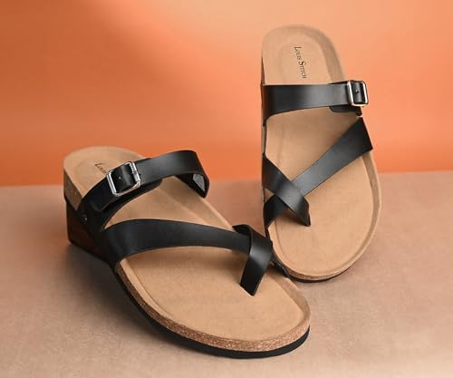 Image of LOUIS STITCH Comfortable Open Toe Cork Sandals | Lightweight Casual Sliders with Toering and Easy Slip-on Slippers | Back Open Sandals | LSOF-10