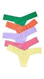 hanky panky, Signature Lace Low Rise Thong 5-Pack, Citrus Fiz, Sugar Rush Pink, Hyacinth, Orange Spa