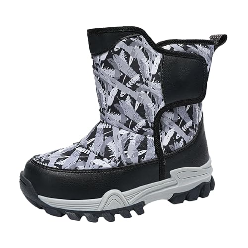 Botas de Nieve Niños Niñas Forro Polar Grueso Caliente Botas de Invierno Niño Tendencias Zapatos De Algodón De Invierno Suela Antideslizante Ligeras Cómodo, gris, 29 EU