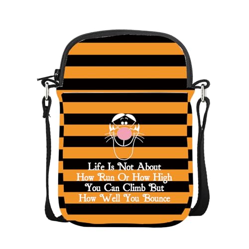 CMNIM Cartoon Tiger Gifts Tiger Quote Inspired Crossbody Bag How Well You Bounce Shoulder Cartoon Character Purse for Fans