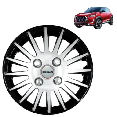 Image of Prigan Magnite Black Silver Wheel Cover 16 inch (Set of 4 Pcs) (Press Fitting) Model- Camry Black Silver 16