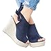 Wedges Sandals For Womens Espadrille Platform Peep Toe Ankle Strap Mid Heel Suede Back Lace Up Sandals