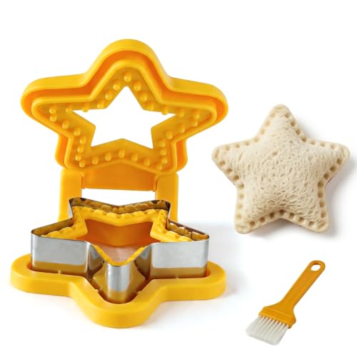 1-Pack Sandwich Maker Cutter & Sealer Set – DIY Crustless Pocket Sandwich Molds for Kids School Lunch, Bento Box & Picnic – Star Shapes – Durable, Detachable & Easy to Clean
