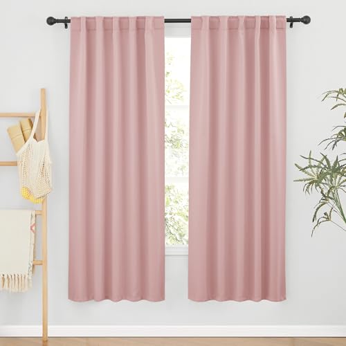 Image of RYB HOME Pink Blackout Curtains for Girls Bedroom - Thermal Insulated Curtains and Drapes Privacy Shades for Living Room Farmhouse Closet, W42 x L72 inch, 2 Panels