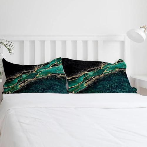 Housse de couette 230 x 260 cm marbre noir et vert malachite pour raviver un lit terne - 4