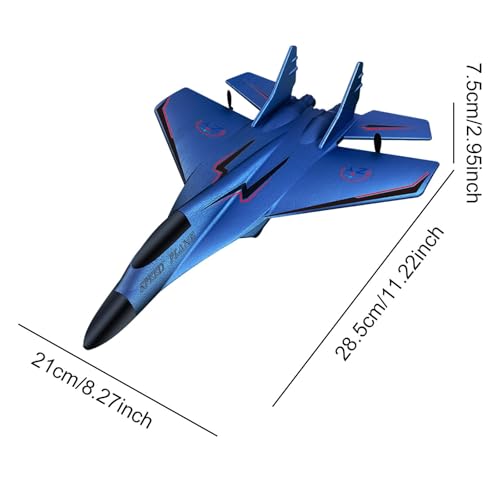 Avion planeur télécommandé bleu avec éclairage LED et système double moteur