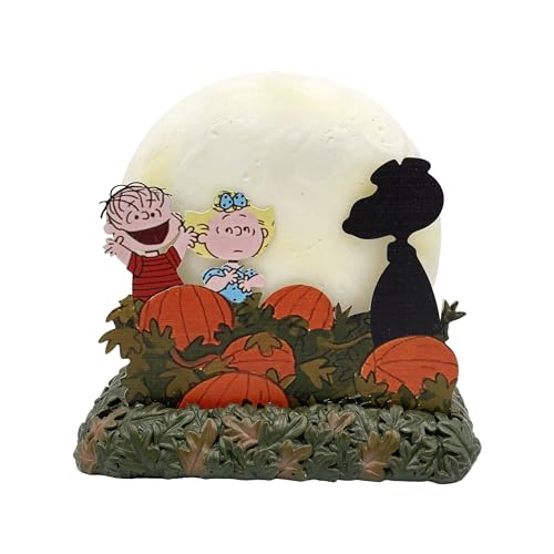 Mark Feldstein Peanuts Its The Great Pumpkin Sculpted Resin LED Illuminated Tabletop Lamp Figurine 6 Inch