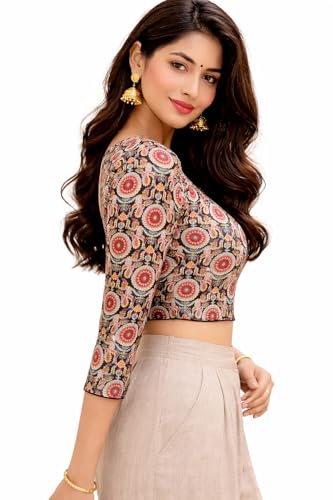 Image of Fressia Fabrics Women's Cotton Readymade Saree Blouse Stretchable Crop Top Choli Bustier Top