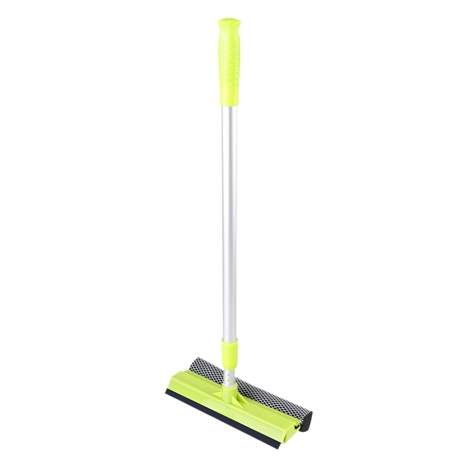 Escobilla Limpiacristales Limpiaparabrisas 2 en 1 for Coche, Cepillo Limpiador de Espuma, fregona, raspador Vidrio for Ventana, Limpieza del hogar, Esponja, Varilla telescópica(Green)