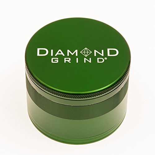 Diamond Grind 4 Piece Aluminum Herb Grinder with screen 56mm (2.25") GREEN