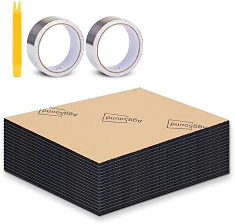 AggSound 157mil 55sqft Universal Sound Deadener for Cars with Aluminum Foil Tape&Car Trim Removal Tool-Auto Closed Cell Foam Noise Deadening Material-Heat Hood Shield Insulation Dampening Mat
