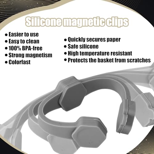 12 Stück Heißluftfritteuse Magnet Silikonverschluss, 2 Stile Sicherer Halter für Backpapier Einlagen Verhindert Hochheben und Verbrennen (Grau)
