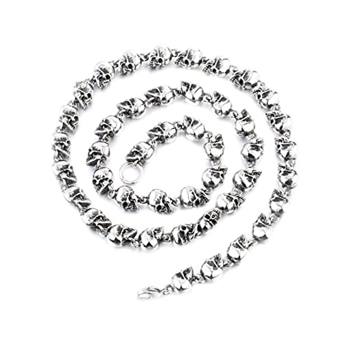 Collier crâne acier inoxydable homme argent 9.5mm finition premium