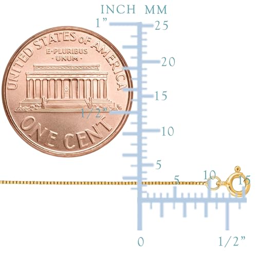 Jewelry Affairs 14k Real Solid Gold Box Style Chain Necklace, 0.6mm4